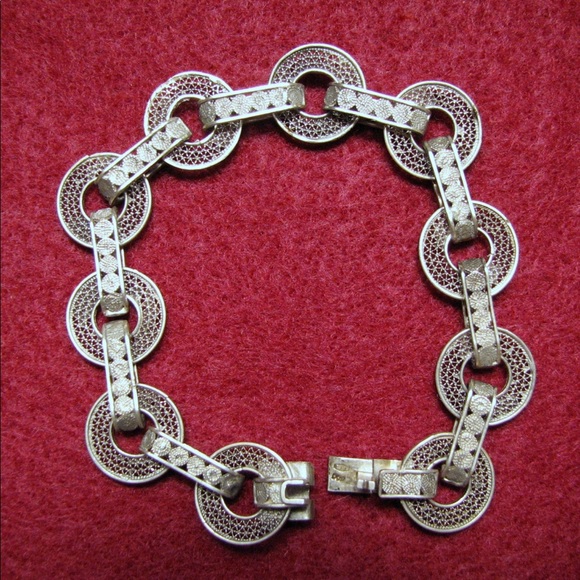 Vintage 800 SILVER filigree link bracelet - Picture 3 of 5